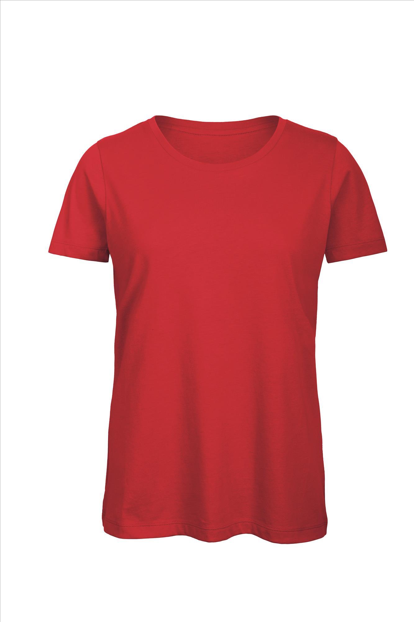 Biologische dames T-shirt rood te personaliseren bedrukbaar