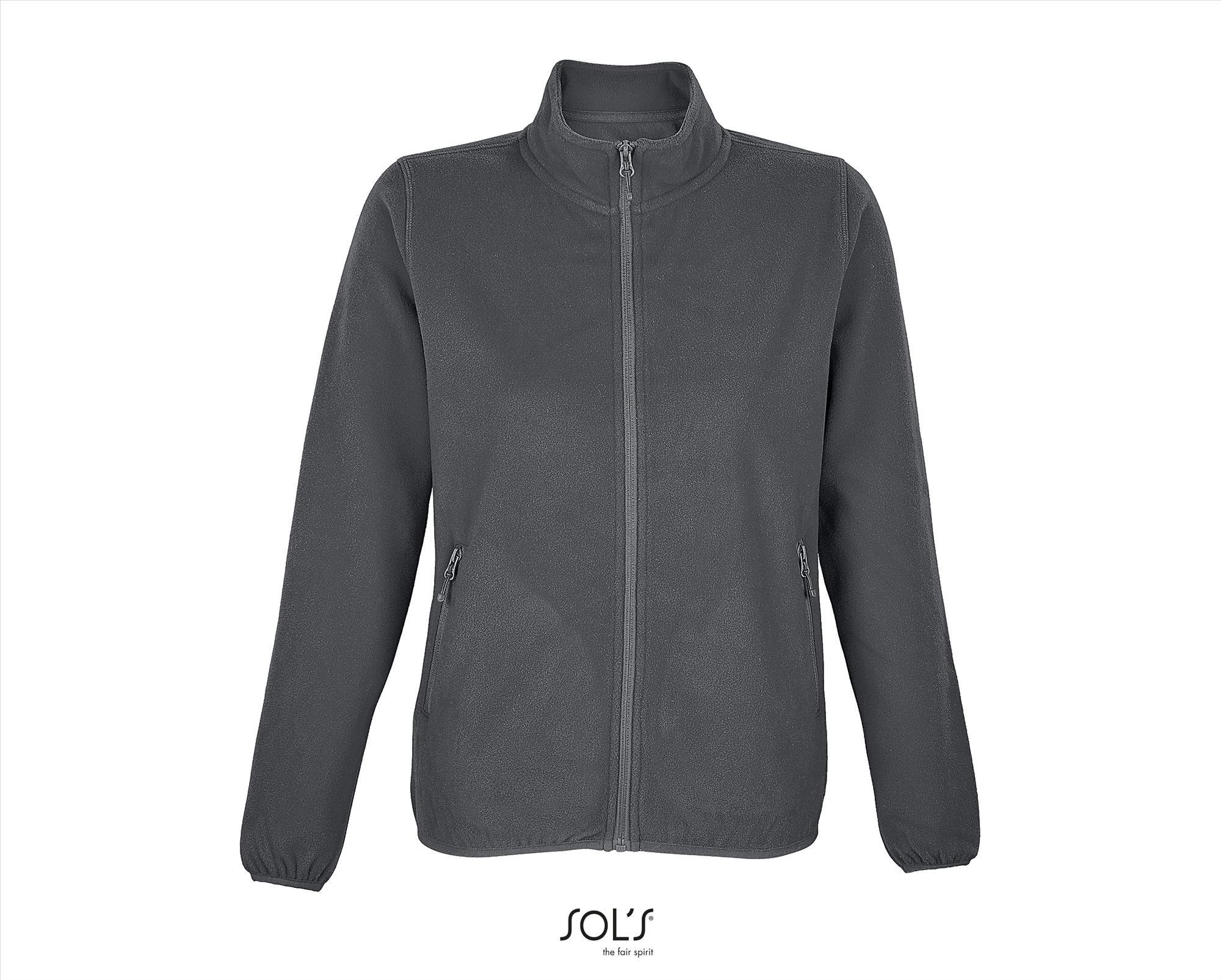 Dames fleece jacket charcoal grey van gerecycled polyester te personaliseren