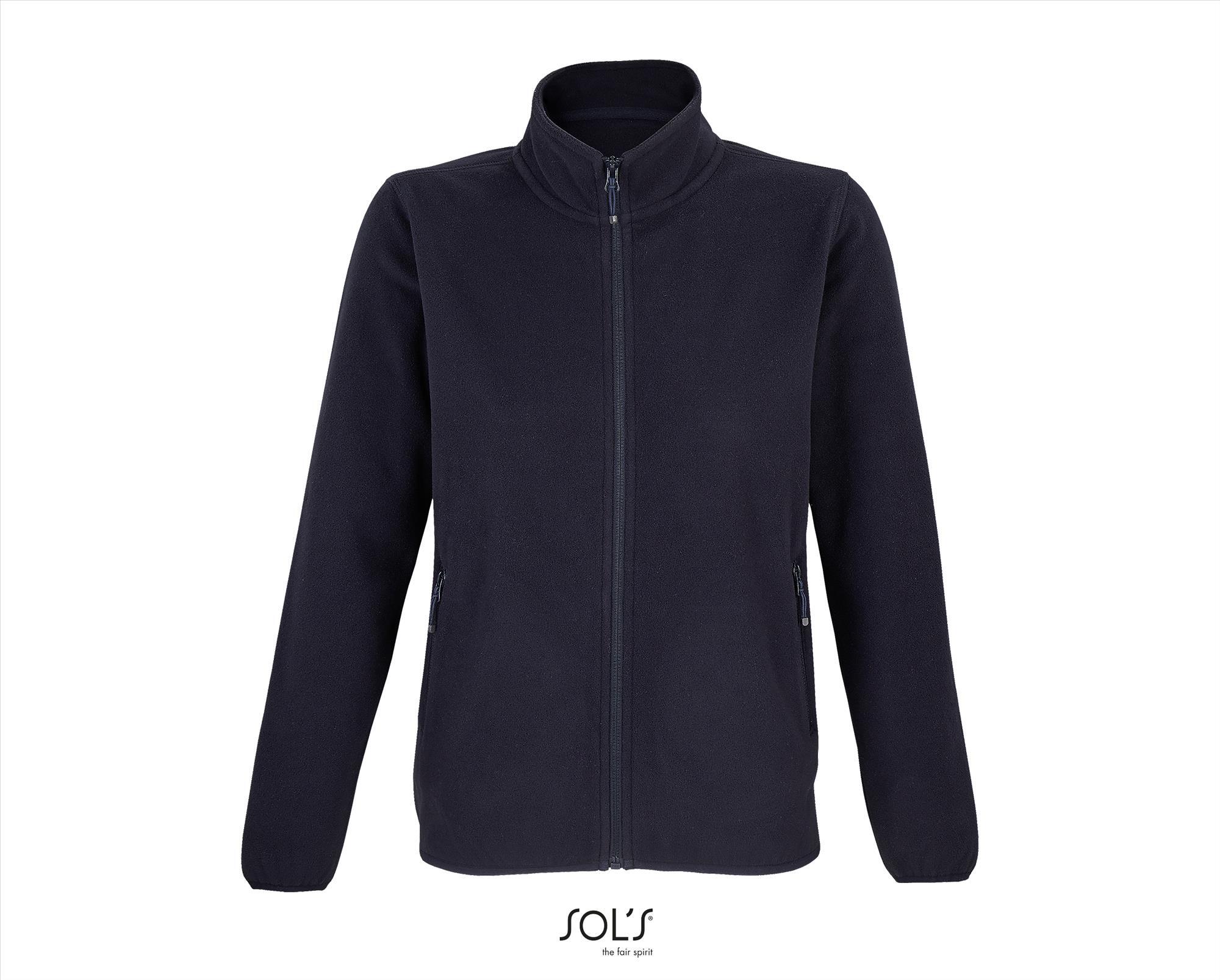 Dames fleece jacket donkerblauw van gerecycled polyester te personaliseren