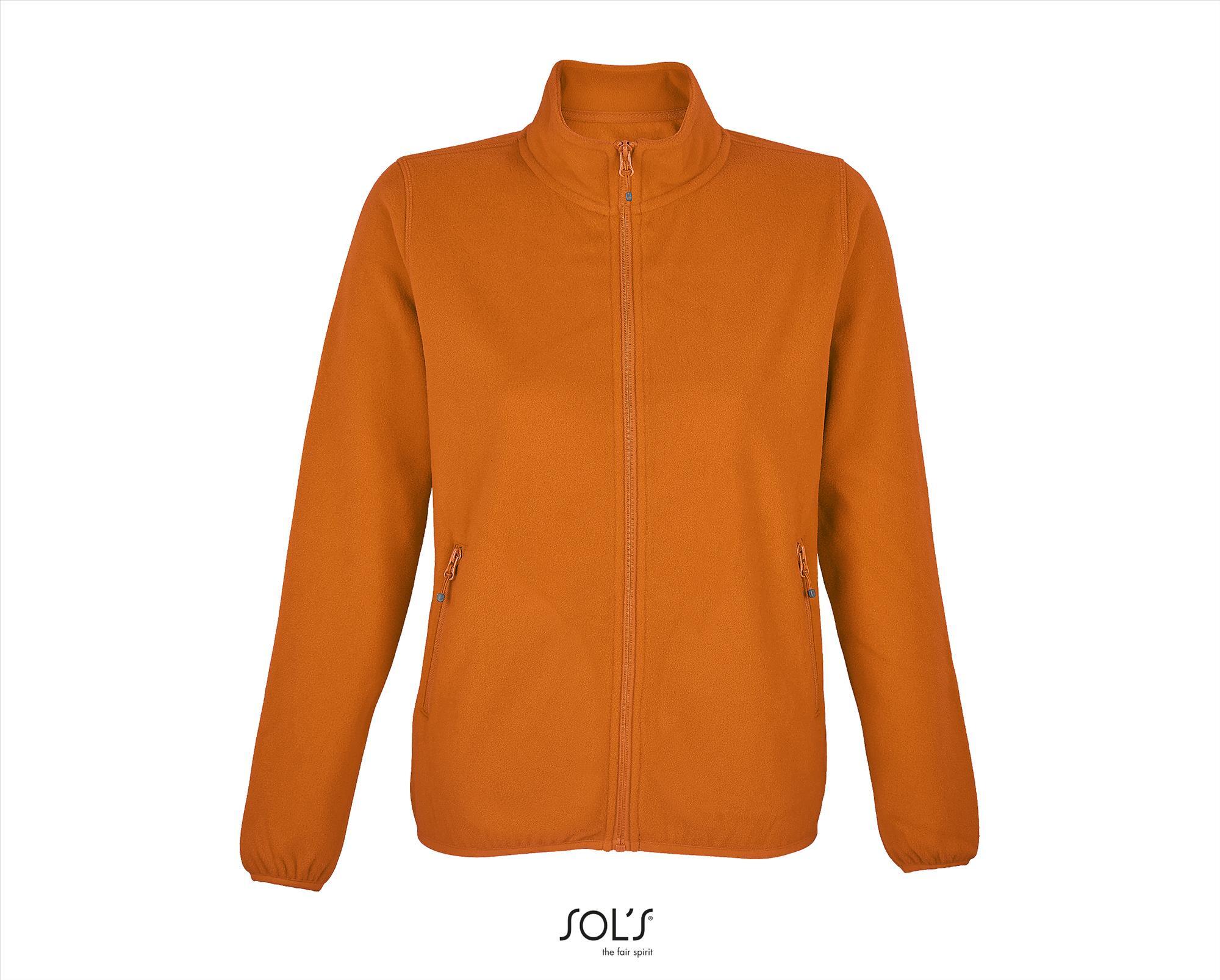 Dames fleece jacket oranje van gerecycled polyester te personaliseren