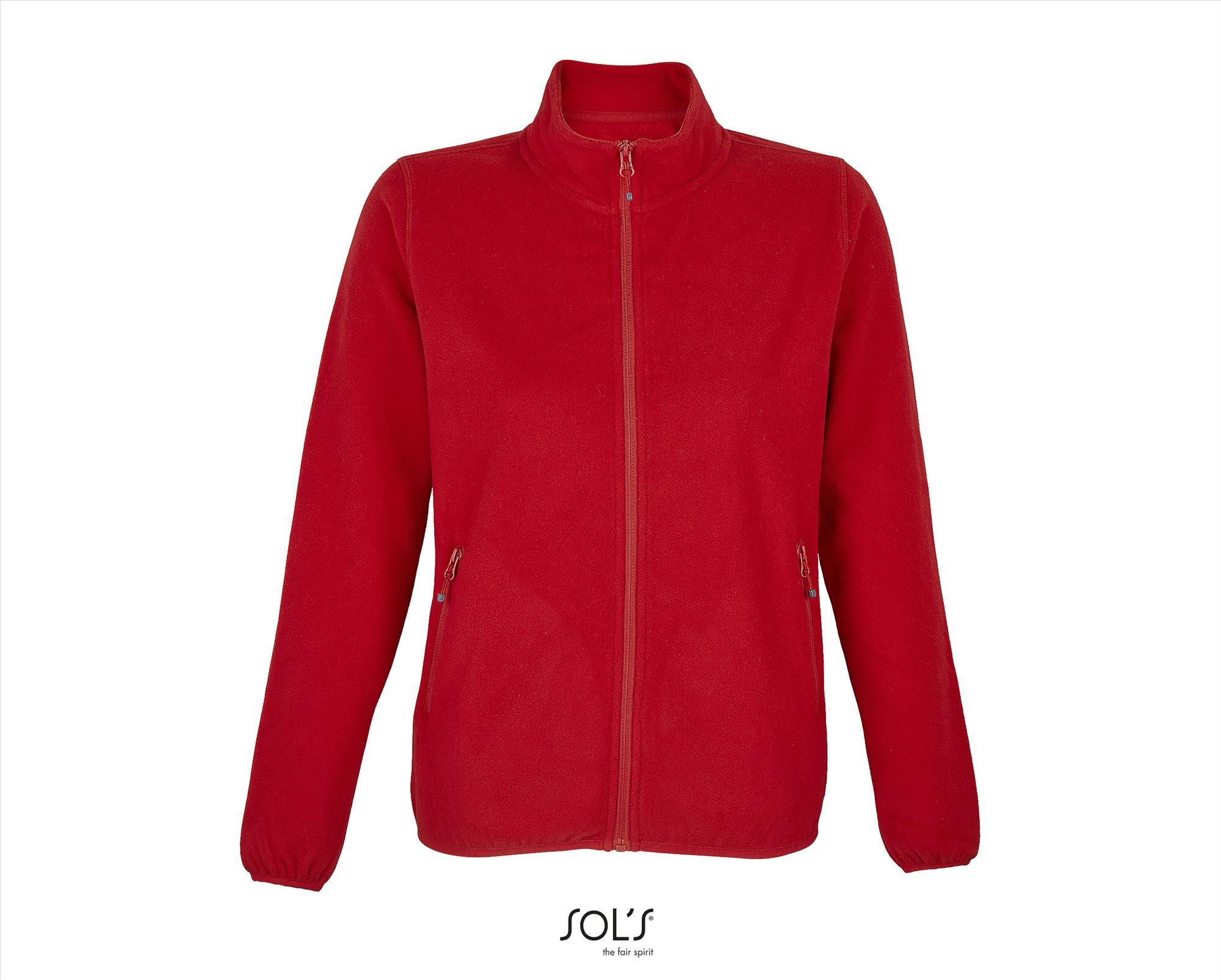 Dames fleece jacket rood van gerecycled polyester te personaliseren