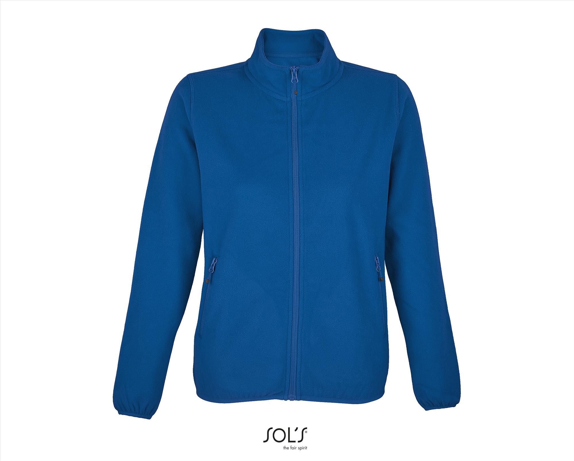 Dames fleece jacket royal blauw van gerecycled polyester te personaliseren