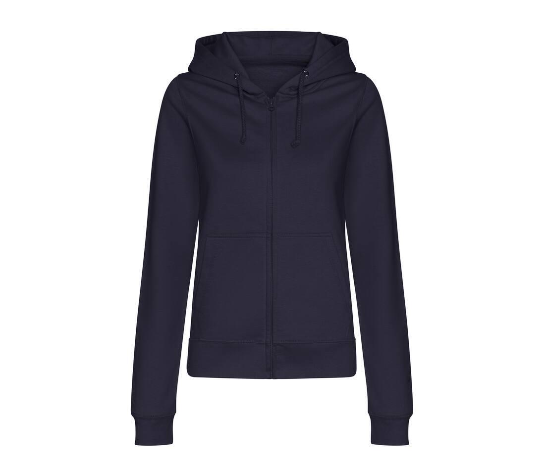 Dames hoodie donkerblauw bedrukbaar personaliseren met bedrijfslogo tekst afbeelding