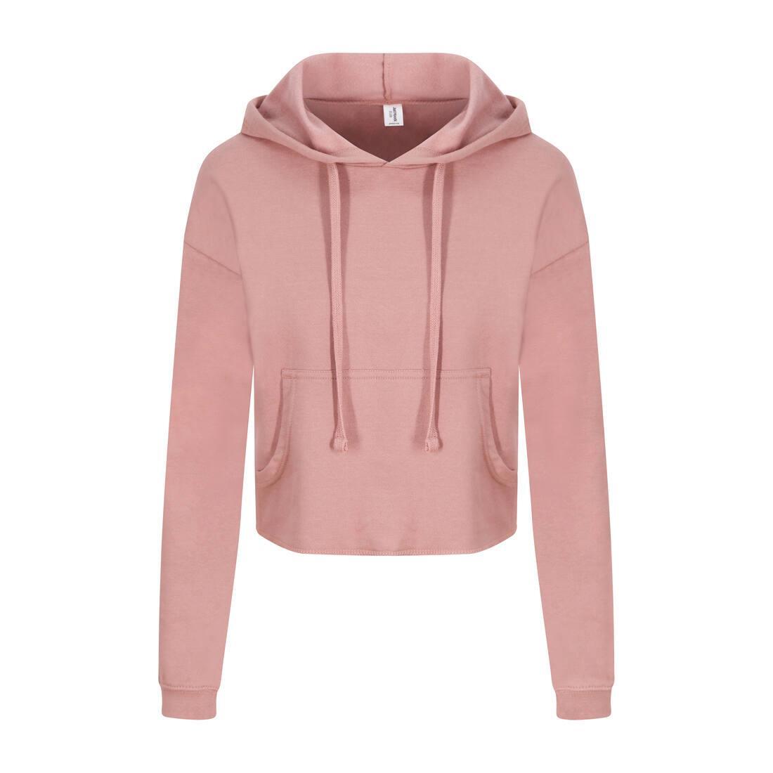 Dames hoodie dusty roze kort model