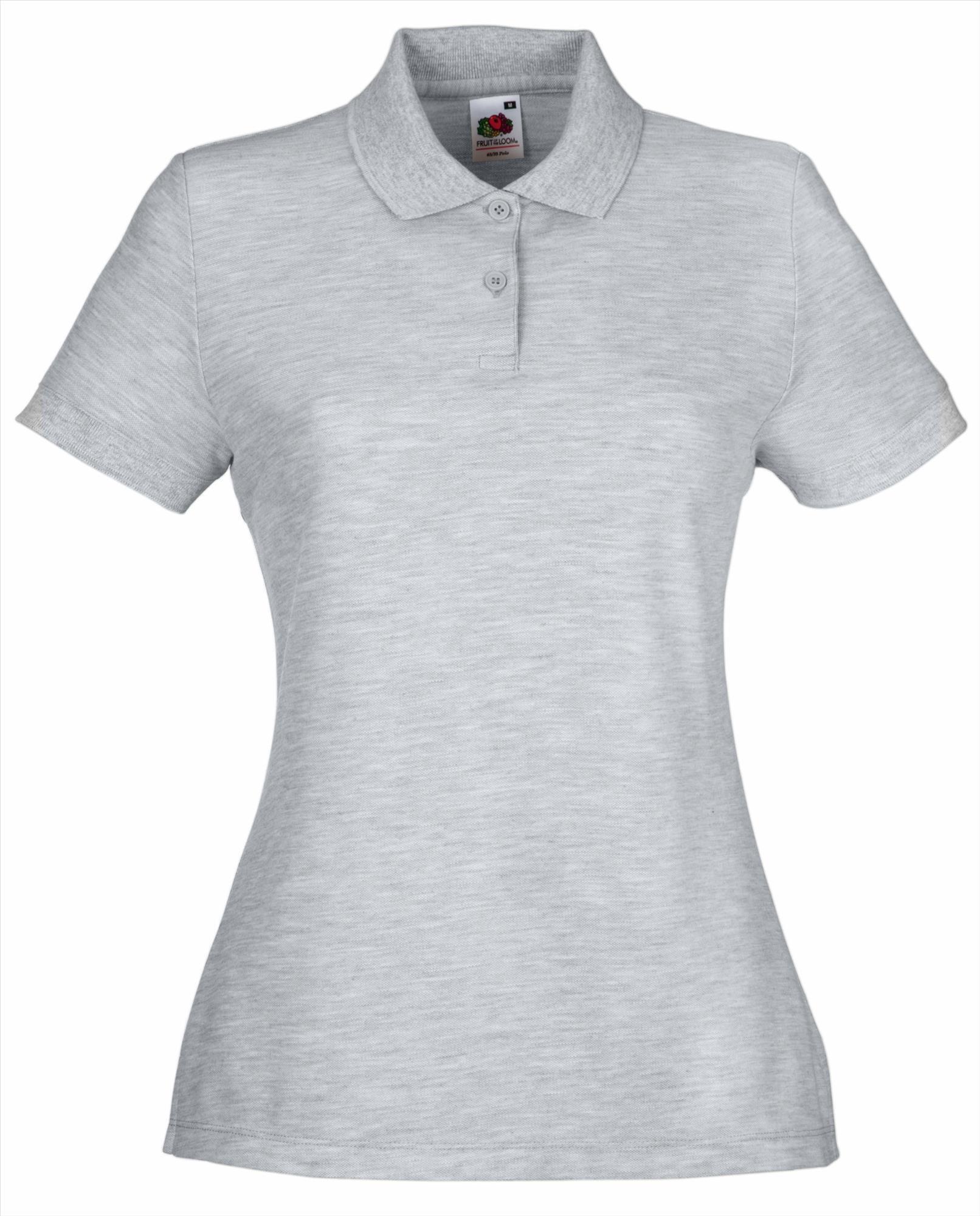 Dames polo heide grijs te personaliseren bedrukken polo