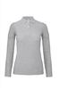 Dames polo met lange mouwen heide grijs te bedrukken personaliseren
