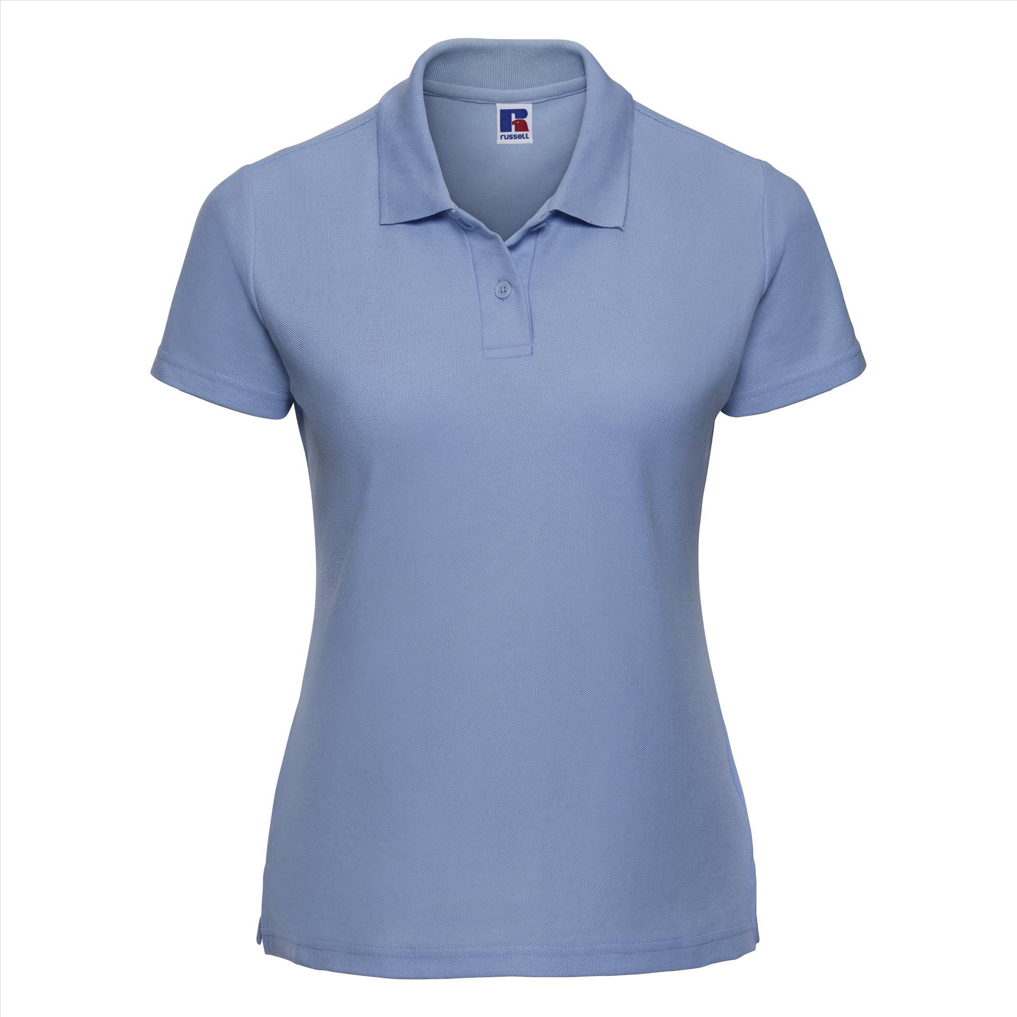 Dames polo sky blauw perfect voor bedrukking te personaliseren