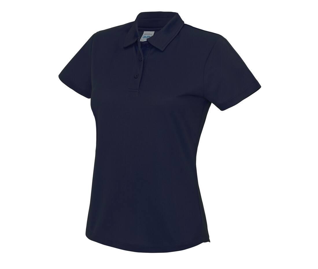 Dames polo sport shirtje donkerblauw bedrukbaar te personaliseren