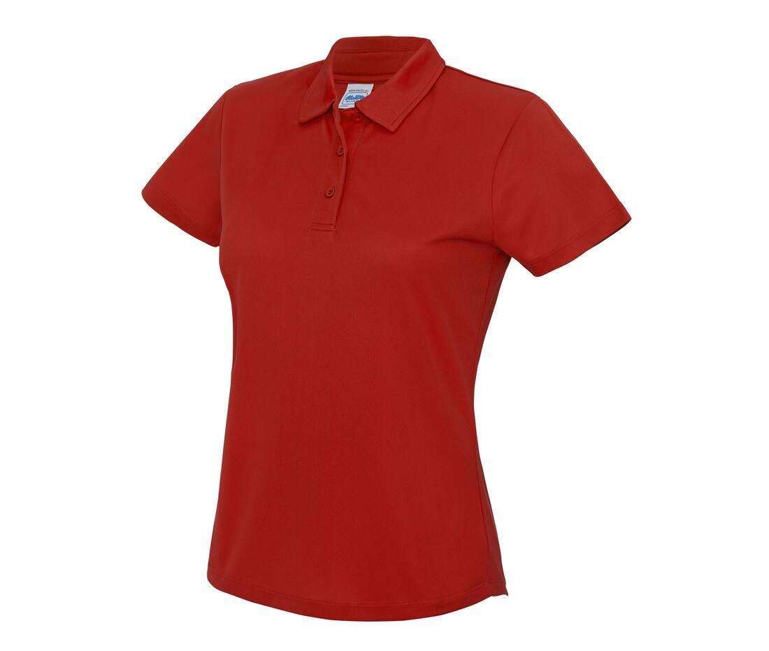 Dames polo sport shirtje vuurrood bedrukbaar te personaliseren