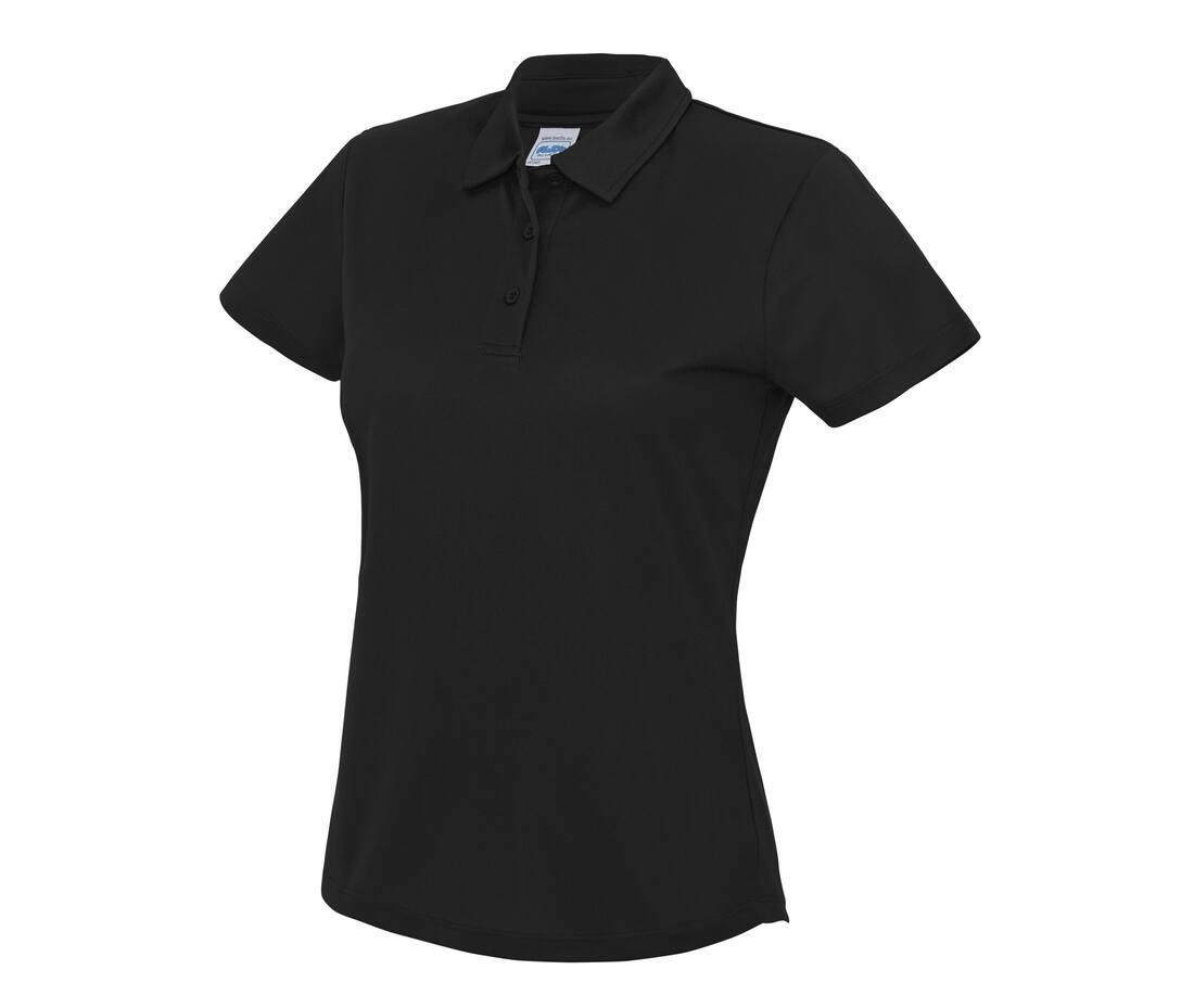 Dames polo sport shirtje zwart bedrukbaar te personaliseren