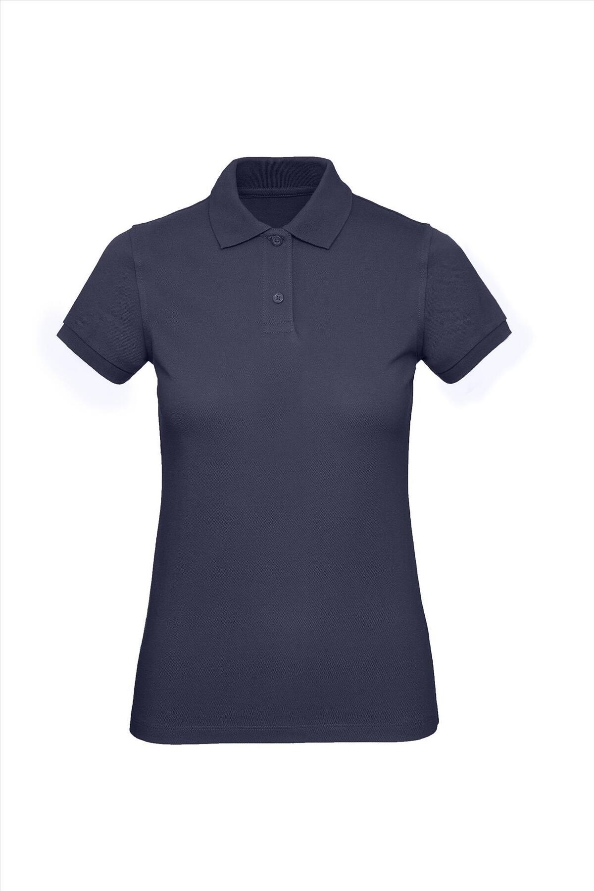 Dames Polo van biologisch katoen urban donkerblauw te bedrukken personaliseren