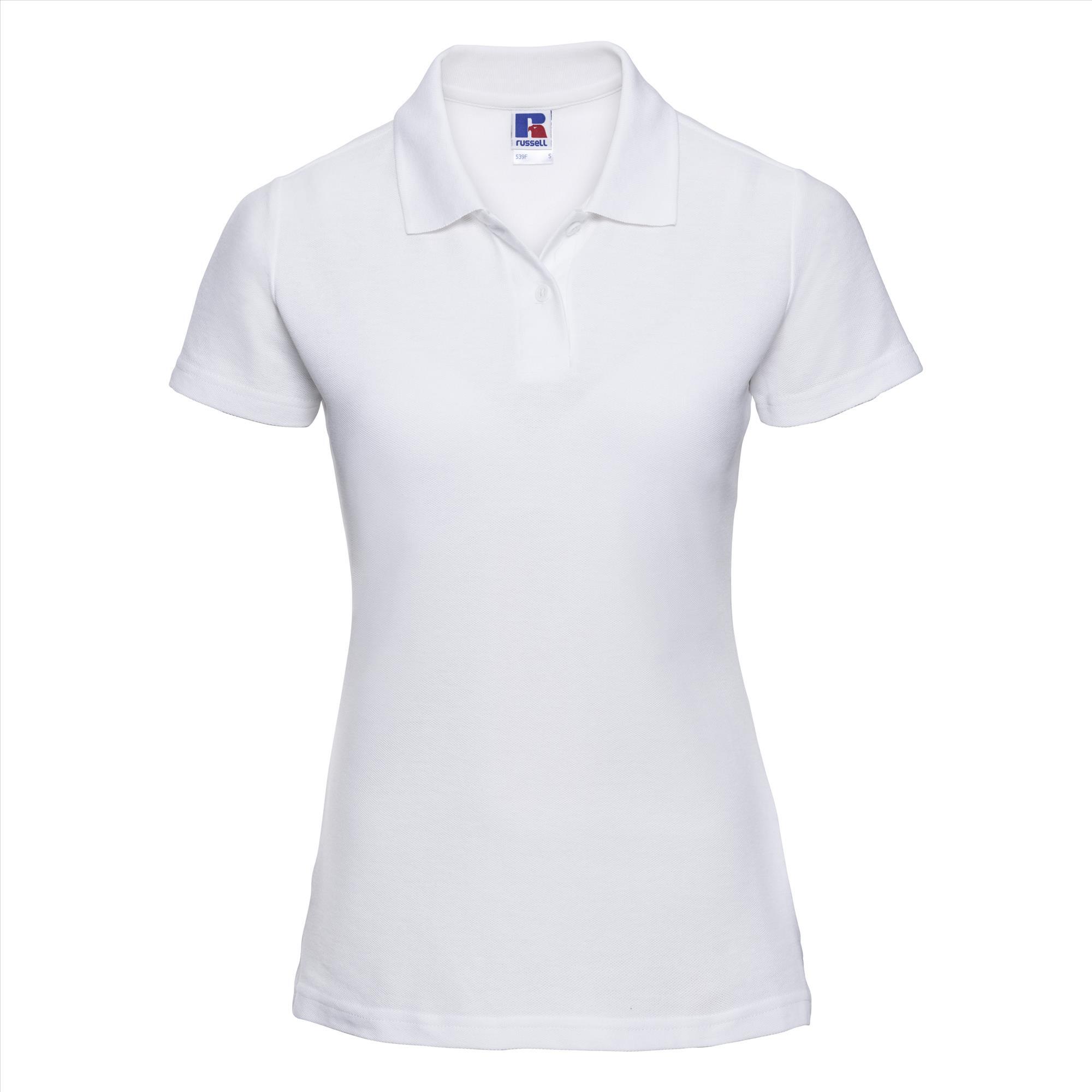 Dames polo wit perfect voor bedrukking te personaliseren