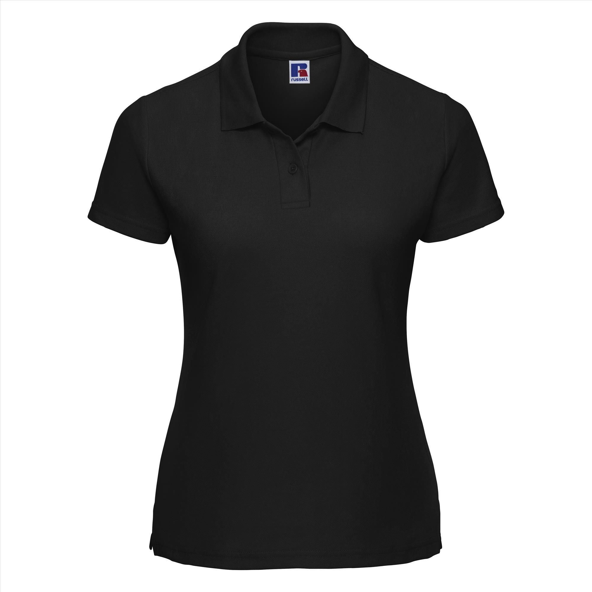 Dames polo zwart perfect voor bedrukking te personaliseren