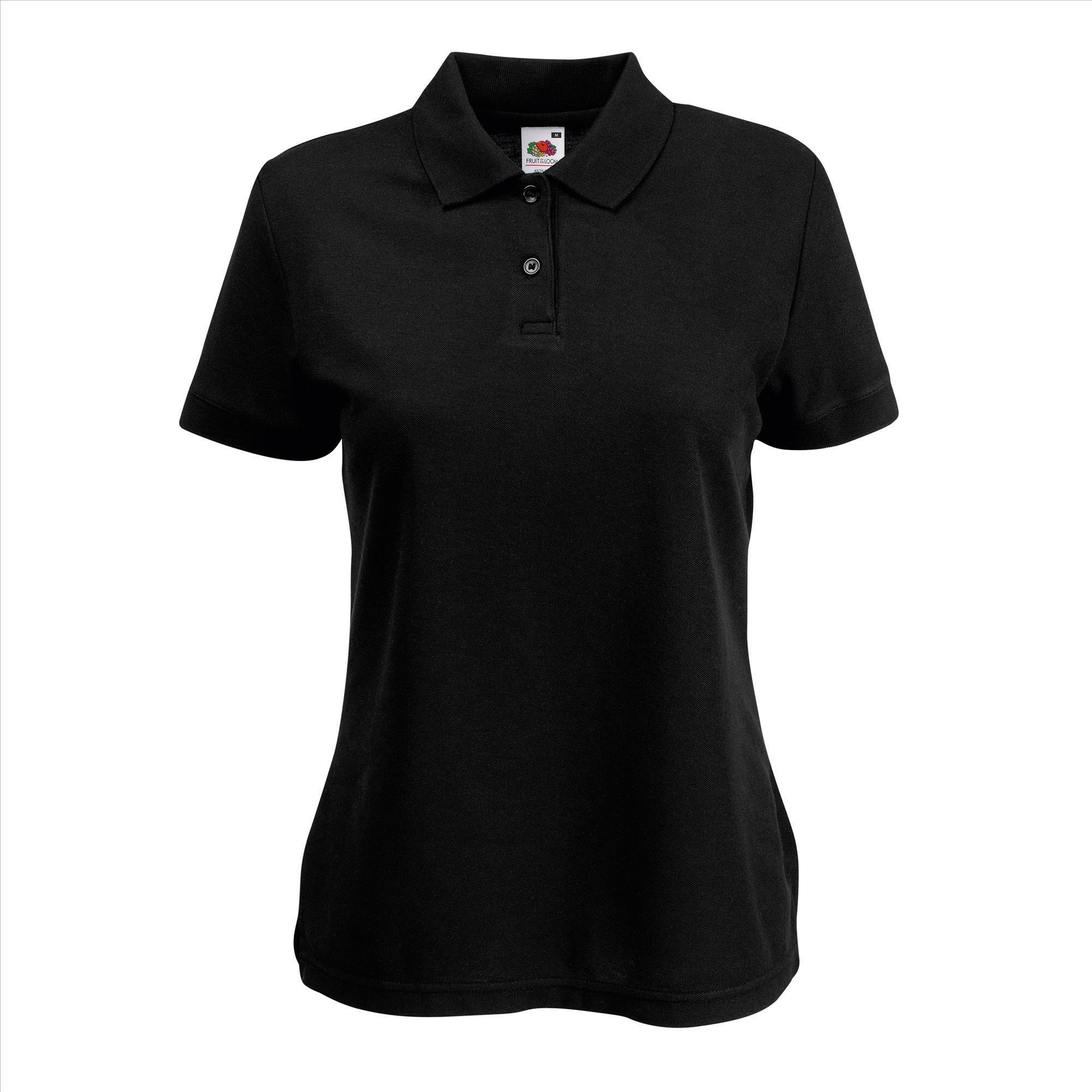 Dames polo zwart te personaliseren bedrukken polo