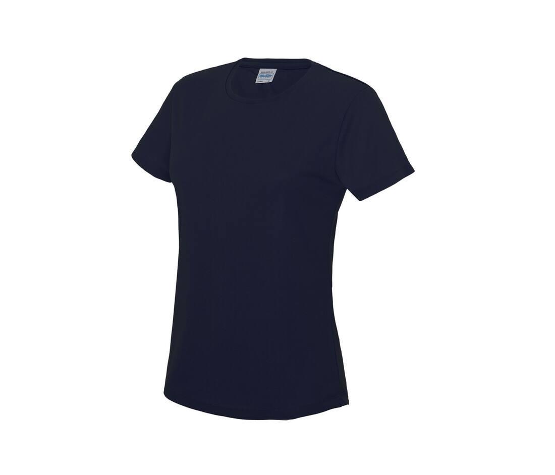 Dames sport T-shirt donkerblauw bedrukbaar personaliseren met team logo