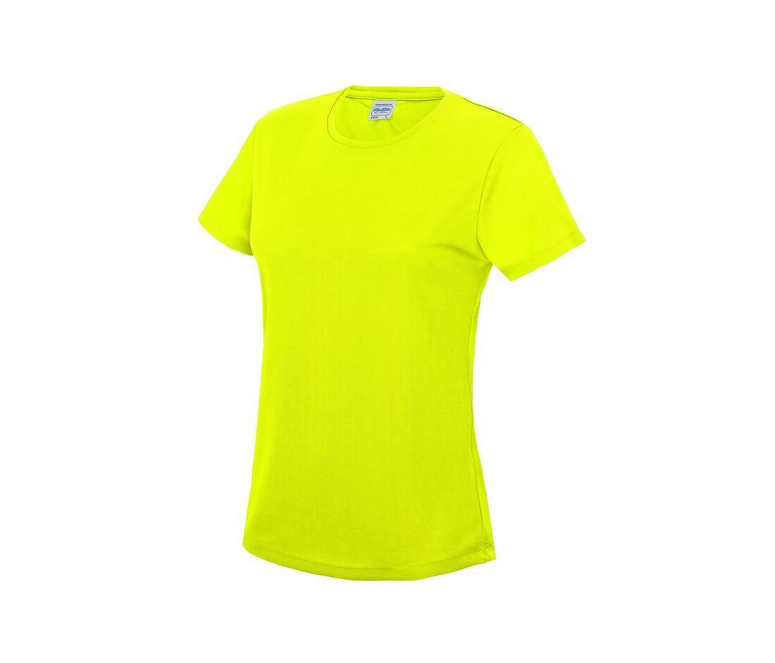 Dames sport T-shirt geel bedrukbaar personaliseren met team logo
