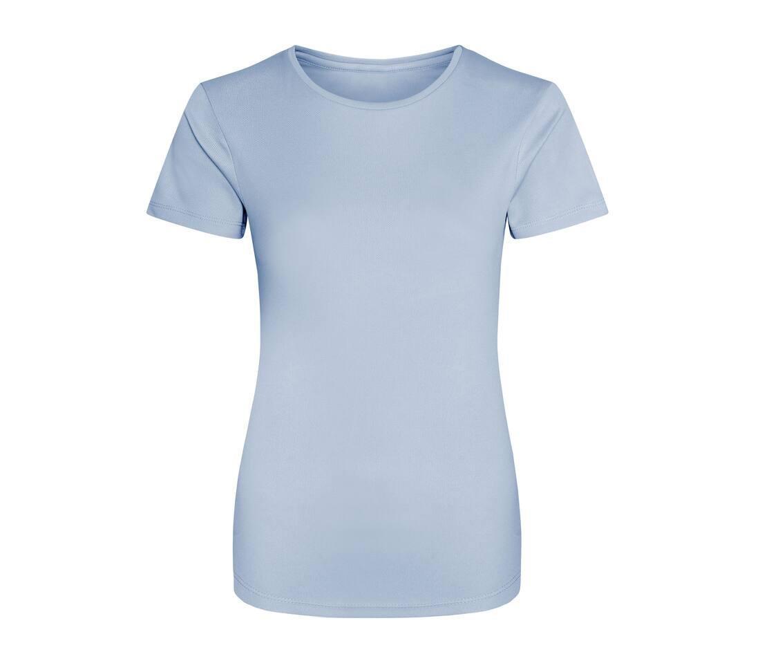 Dames sport T-shirt hemelsblauw bedrukbaar personaliseren met team logo