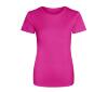 Dames sport T-shirt hyper roze bedrukbaar personaliseren met team logo