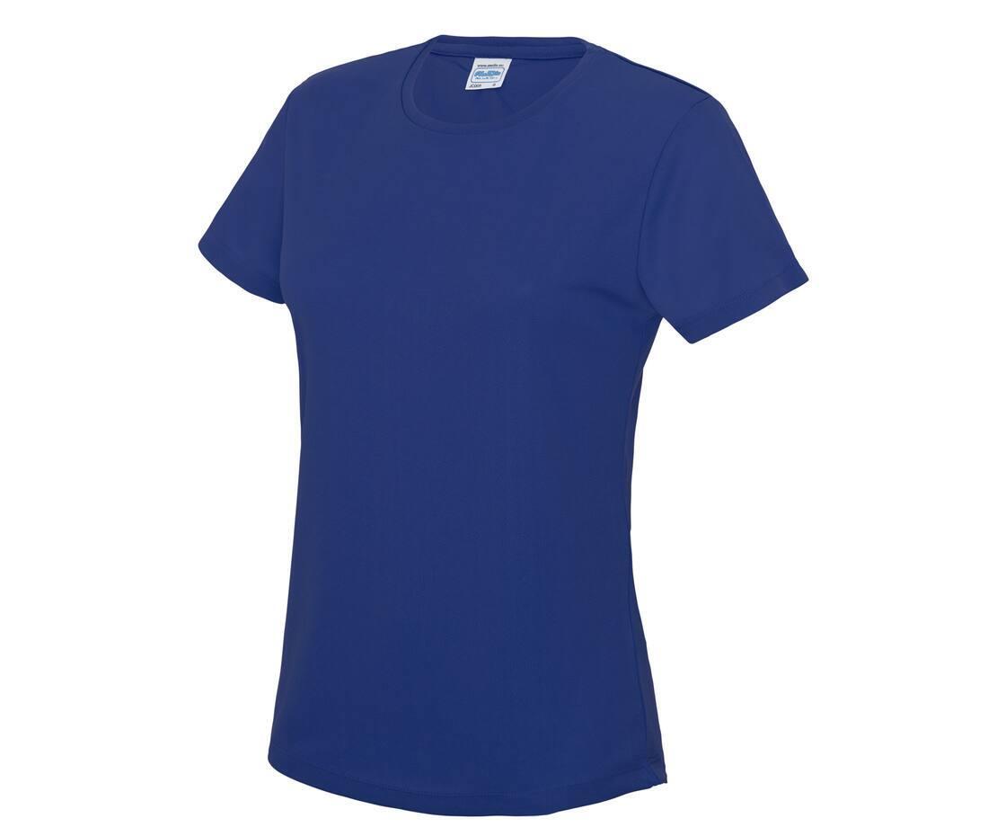 Dames sport T-shirt royal blauw bedrukbaar personaliseren met team logo