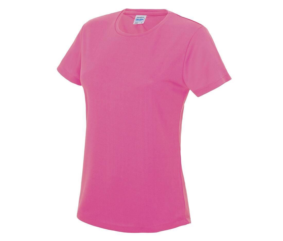 Dames sport T-shirt roze bedrukbaar personaliseren met team logo