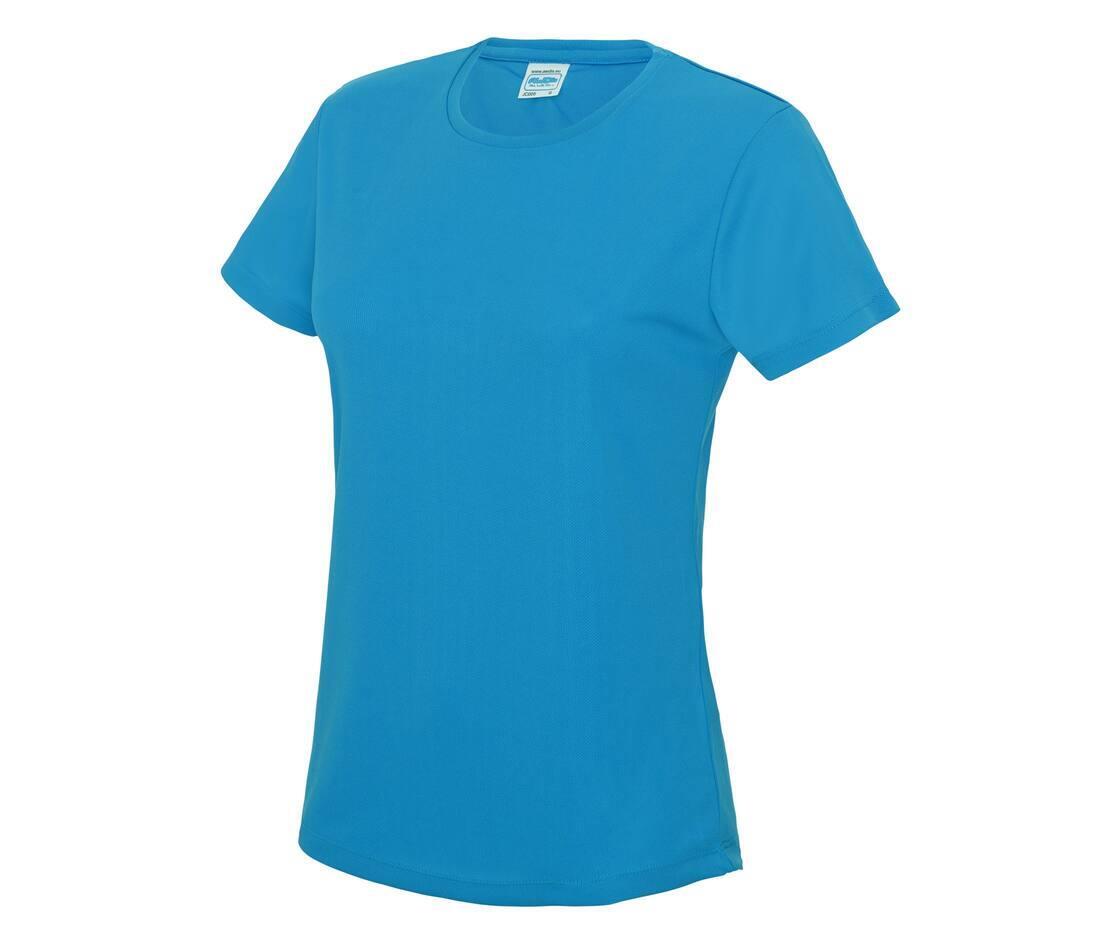 Dames sport T-shirt sapphire blauw bedrukbaar personaliseren met team logo