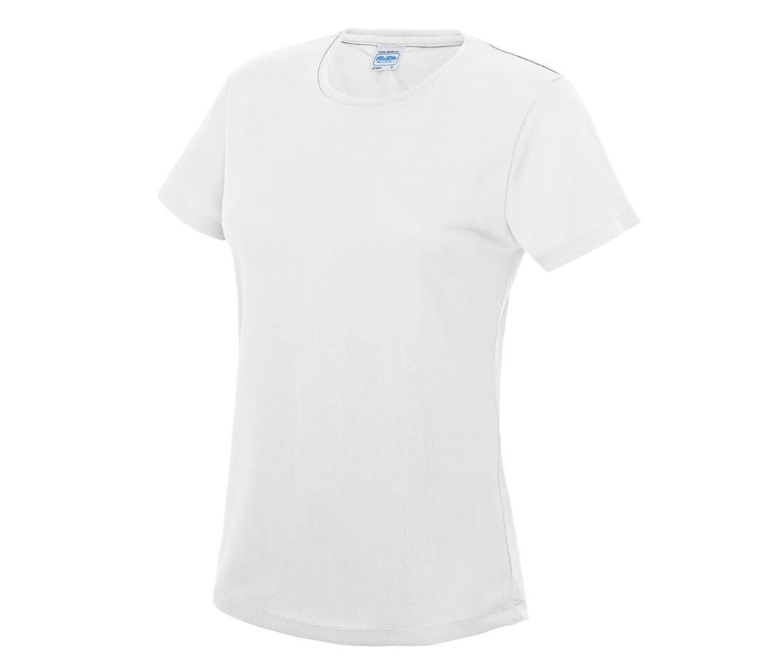 Dames sport T-shirt wit bedrukbaar personaliseren met team logo