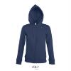 Dames sweater donkerblauw met rits en een gevoerde capuchon bedrukbaar