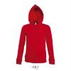 Dames sweater rood met rits en een gevoerde capuchon bedrukbaar