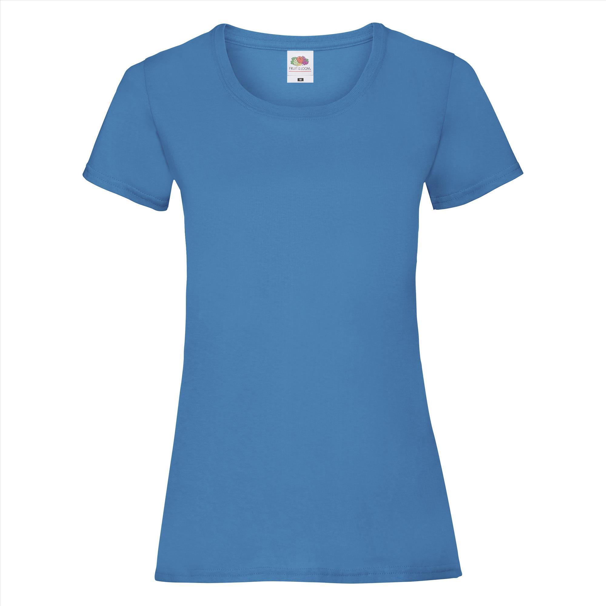 Dames T-shirt azuur blauw te personaliseren te bedrukken