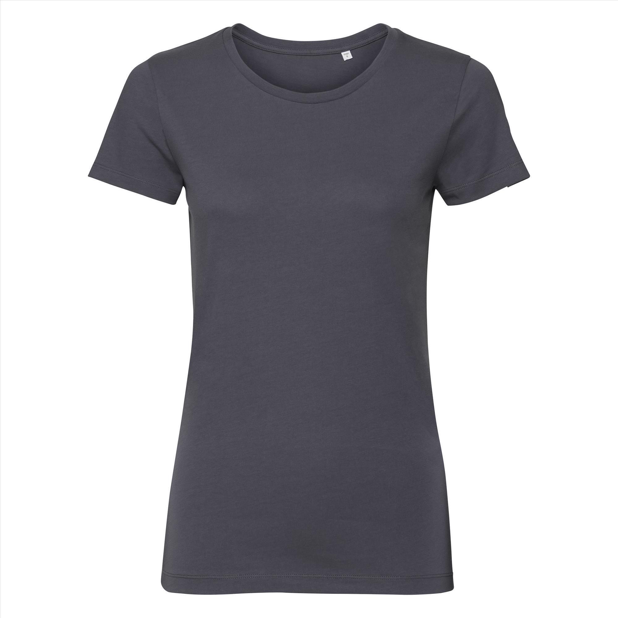 Dames T-shirt donkergrijs bedrukbaar te personaliseren duurzaam