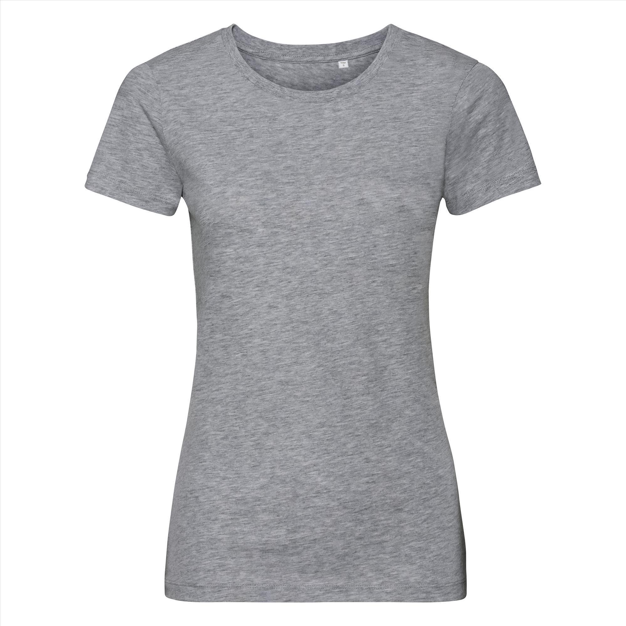 Dames T-shirt lichtgrijs bedrukbaar te personaliseren