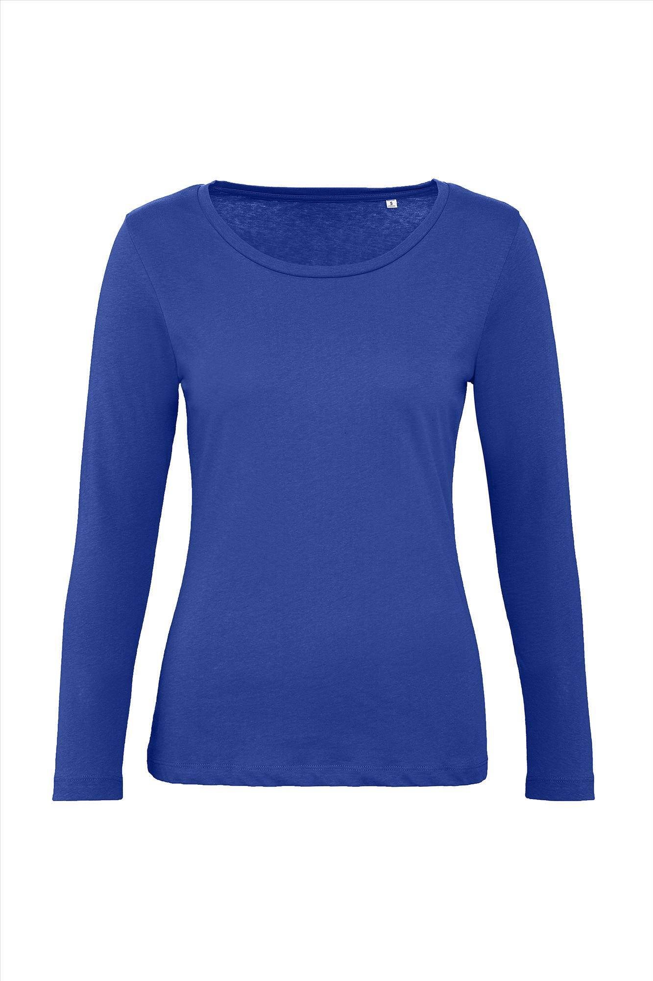 Dames T-shirt met lange mouwen kobaltblauw te personaliseren bedrukbaar