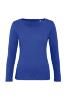 Dames T-shirt met lange mouwen kobaltblauw te personaliseren bedrukbaar