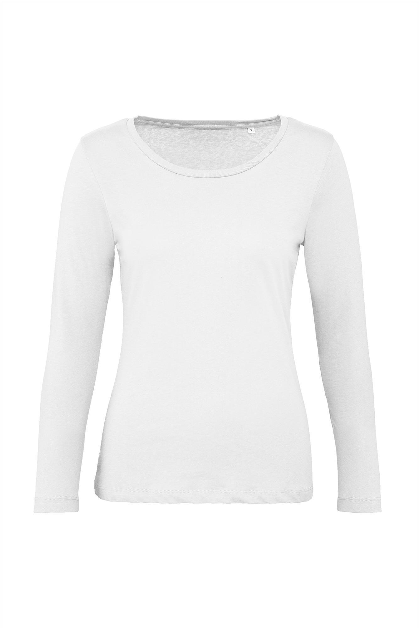 Dames T-shirt met lange mouwen wit te personaliseren bedrukbaar