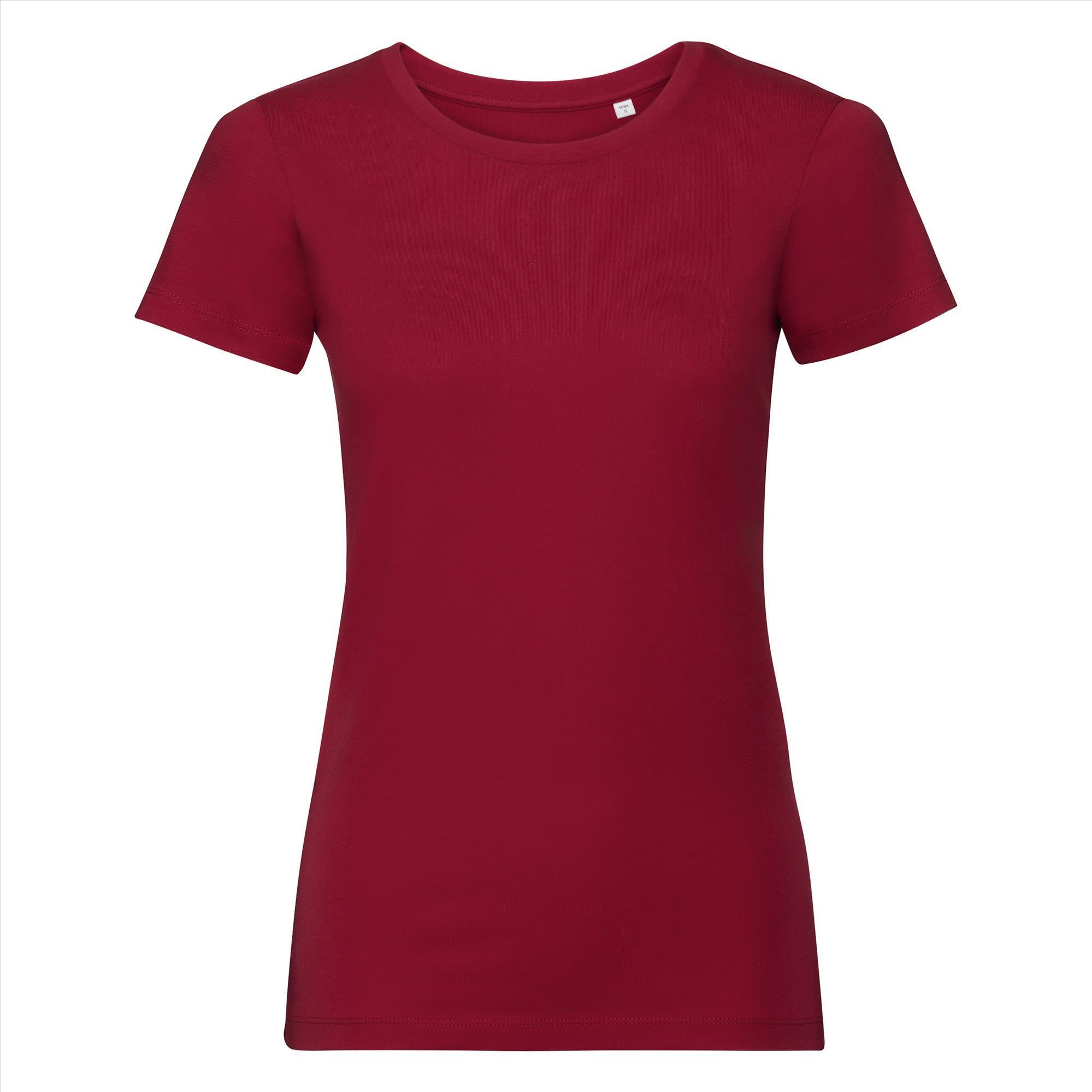 Dames T-shirt rood bedrukbaar te personaliseren