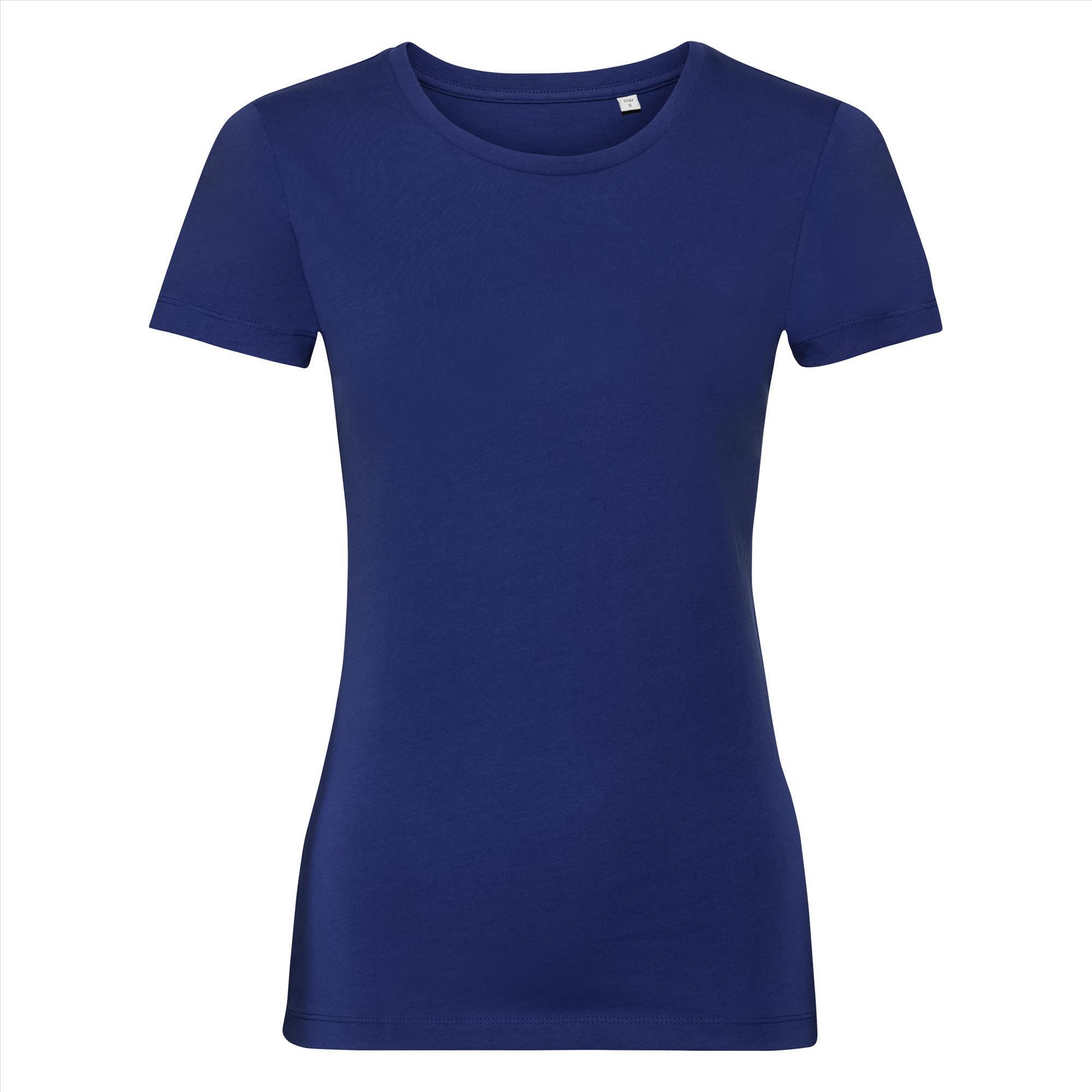 Dames T-shirt royal blauw bedrukbaar te personaliseren duurzaam