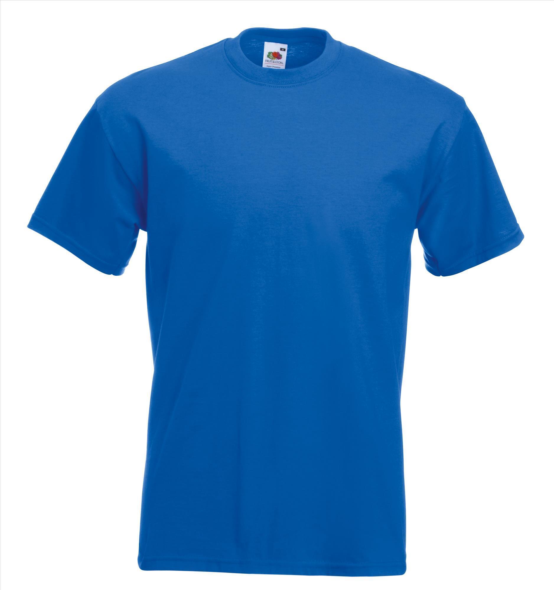 Dik gebreide T-shirt royal blauw voor mannen ronde hals te personaliseren