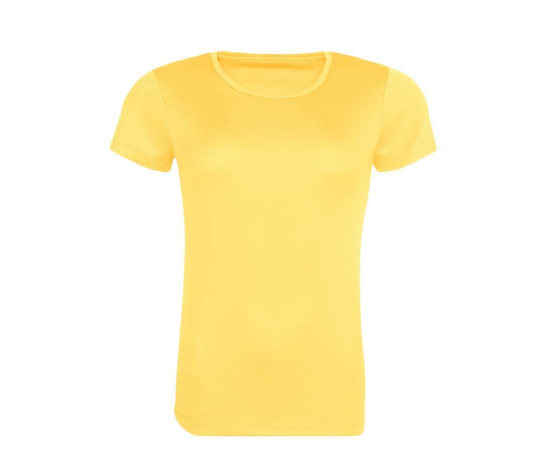 Duurzaam dames sport T-shirt geel te personaliseren