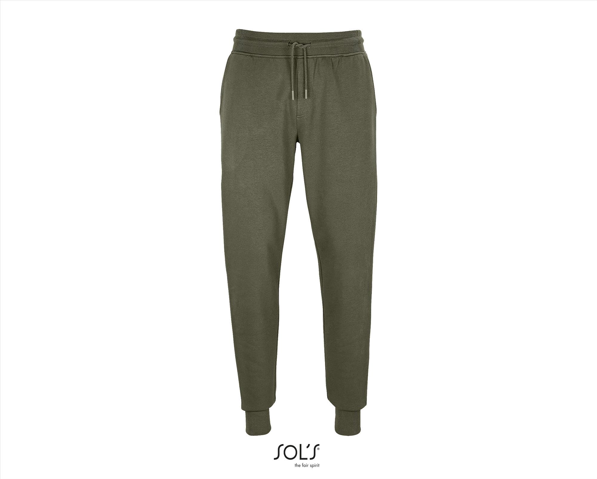 Een trendy unisex joggingbroek khaki duurzaam materialen