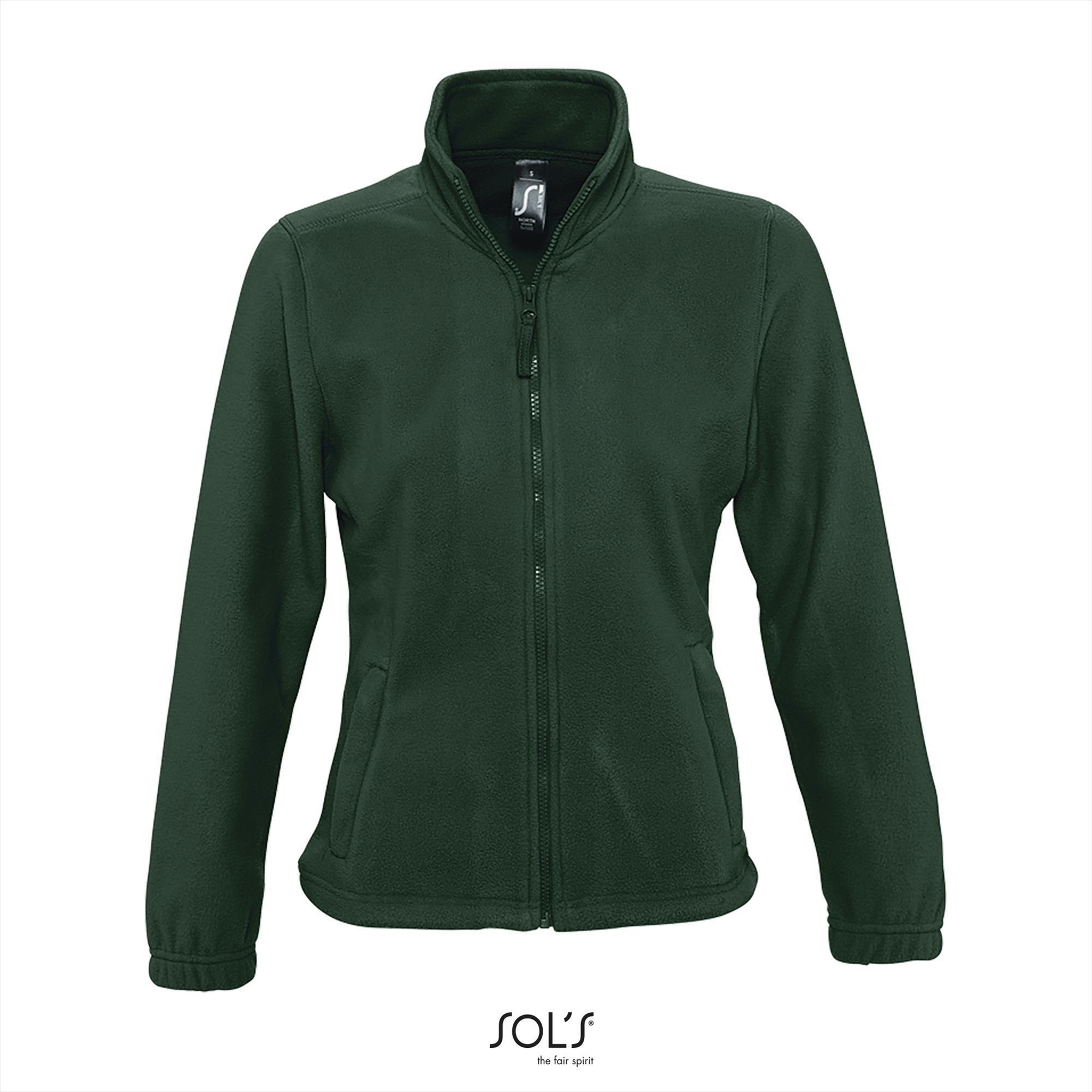 Fleece jas voor dames groen te personaliseren bedrukken.