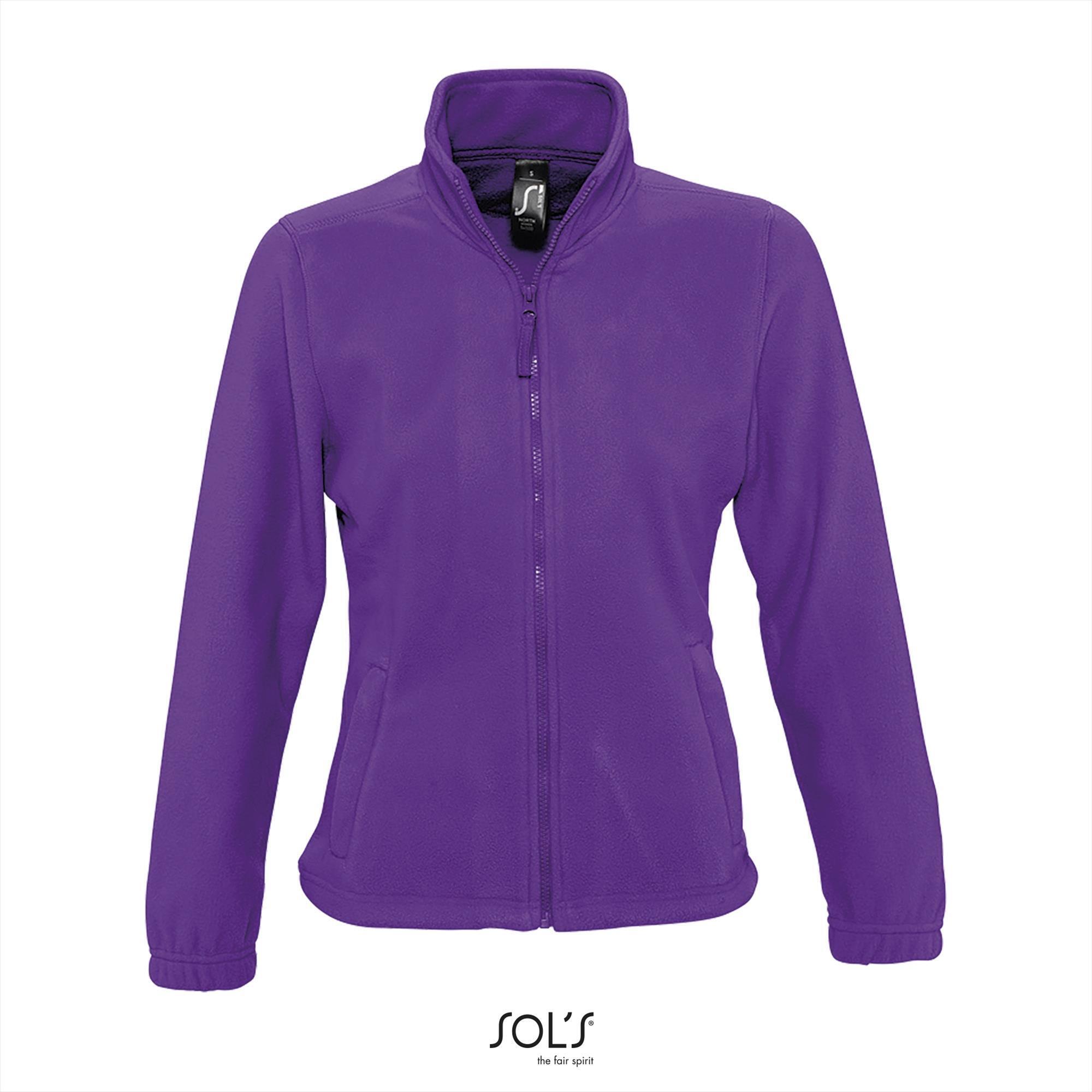 Fleece jas voor dames paars te personaliseren bedrukken.