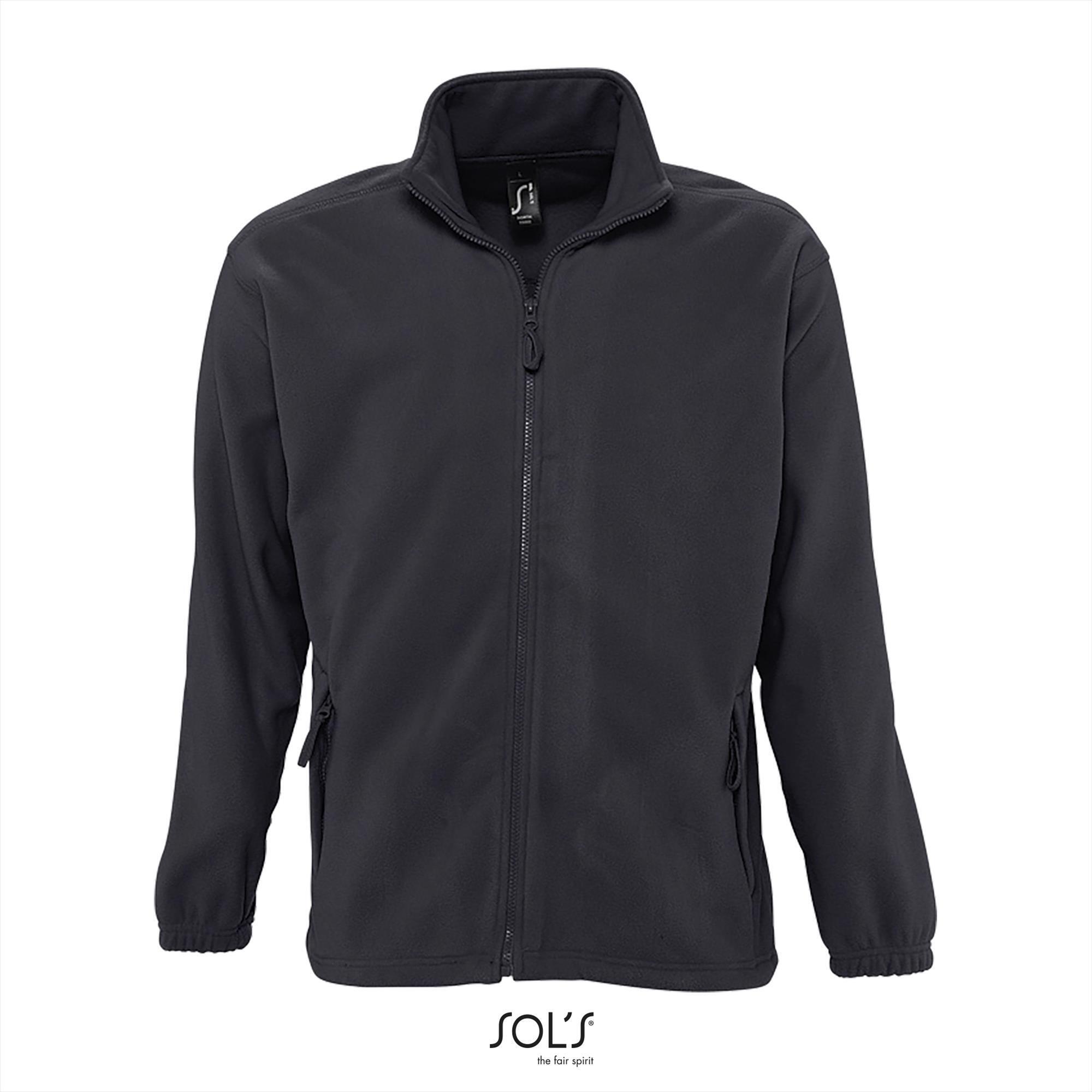 Fleece jas voor heren charcoal grey te personaliseren bedrukken