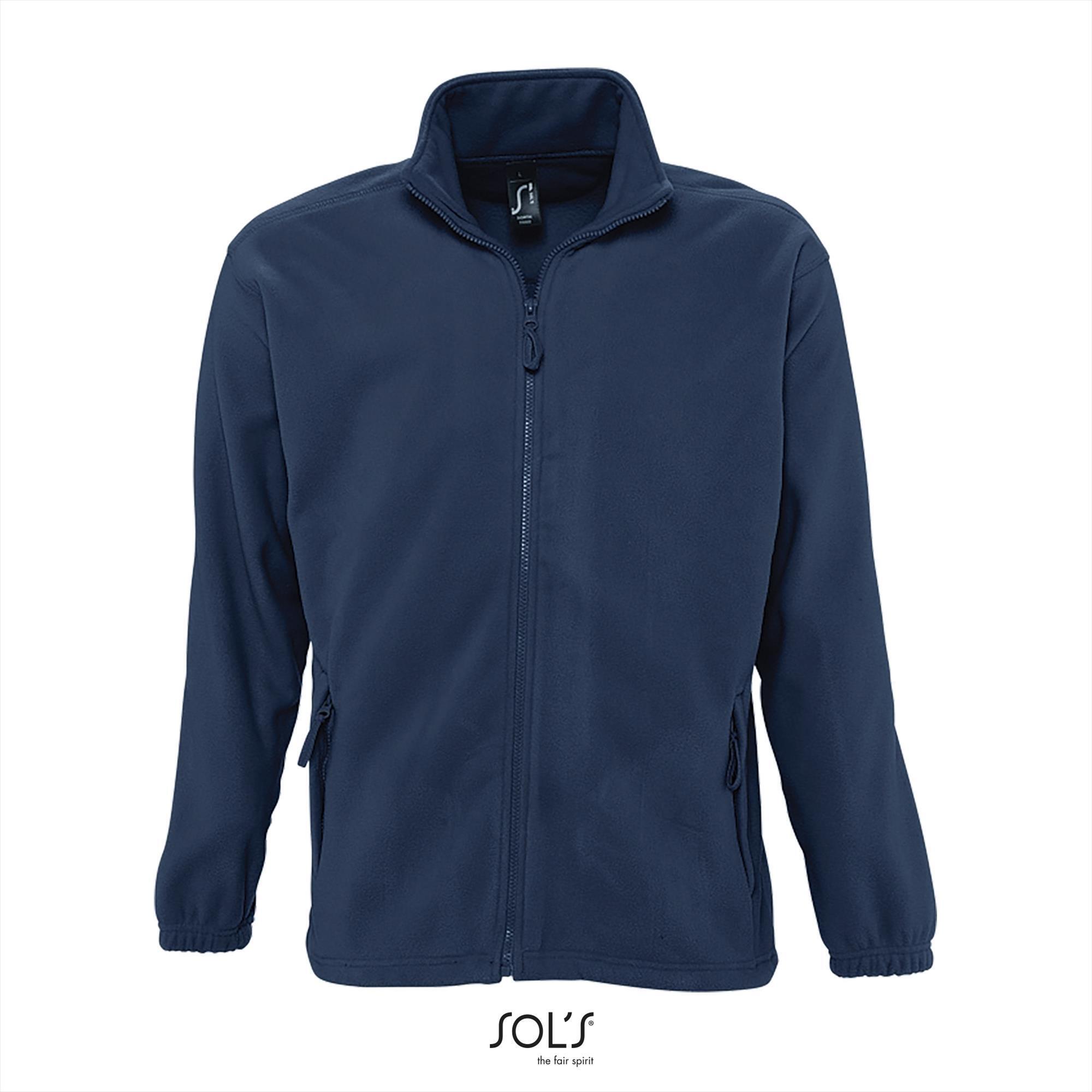 Fleece jas voor heren donkerblauw te personaliseren bedrukken