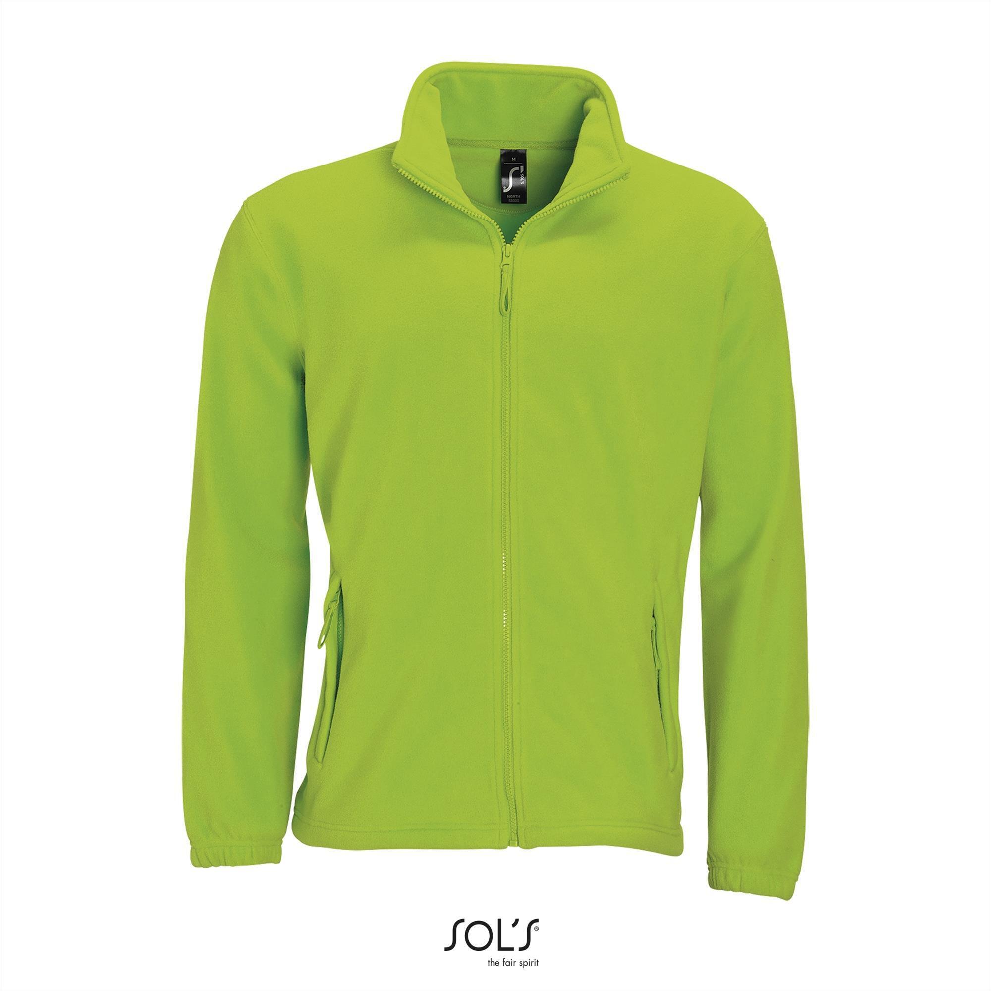 Fleece jas voor heren limegroen te personaliseren bedrukken