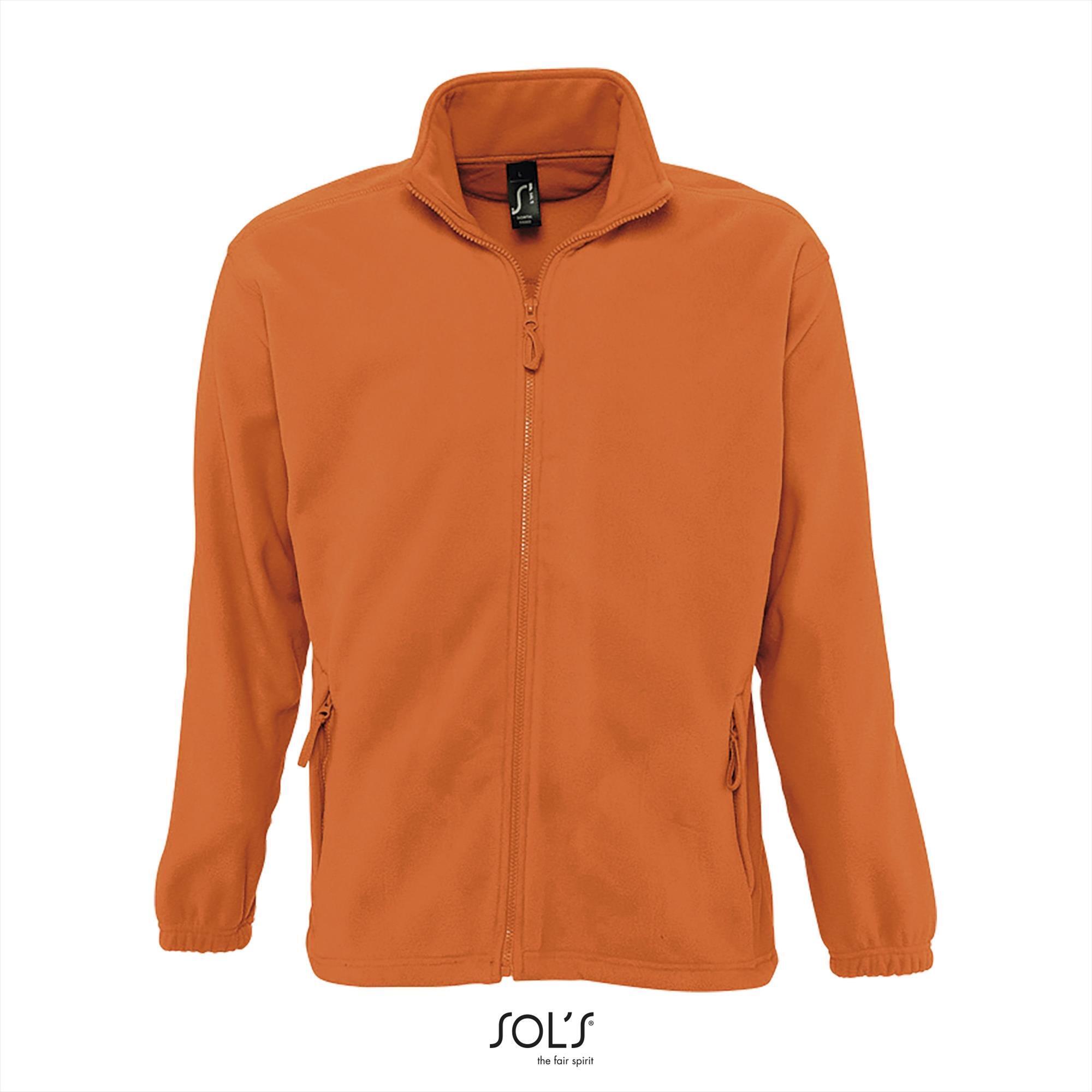 Fleece jas voor heren oranje te personaliseren bedrukken