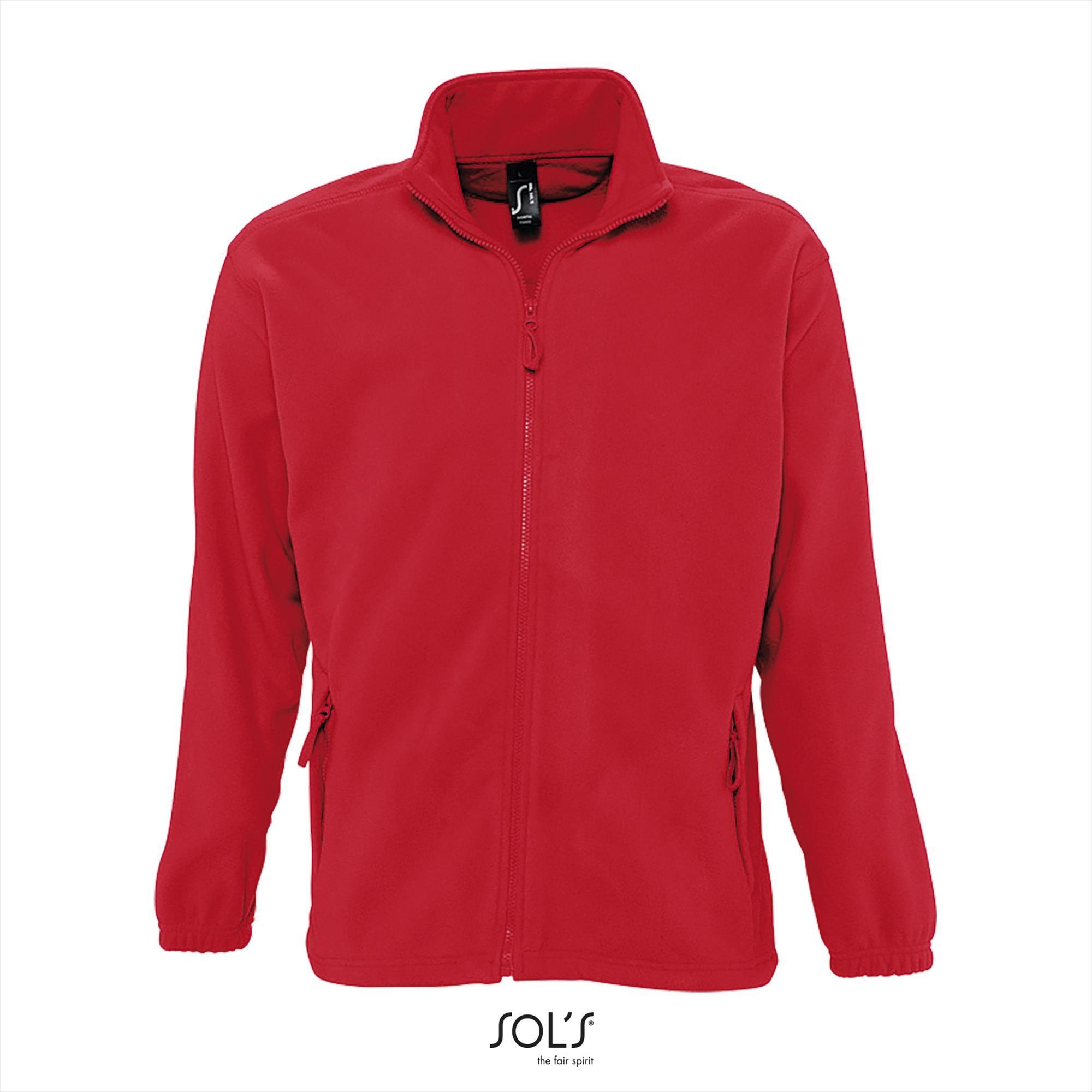 Fleece jas voor heren rood te personaliseren bedrukken