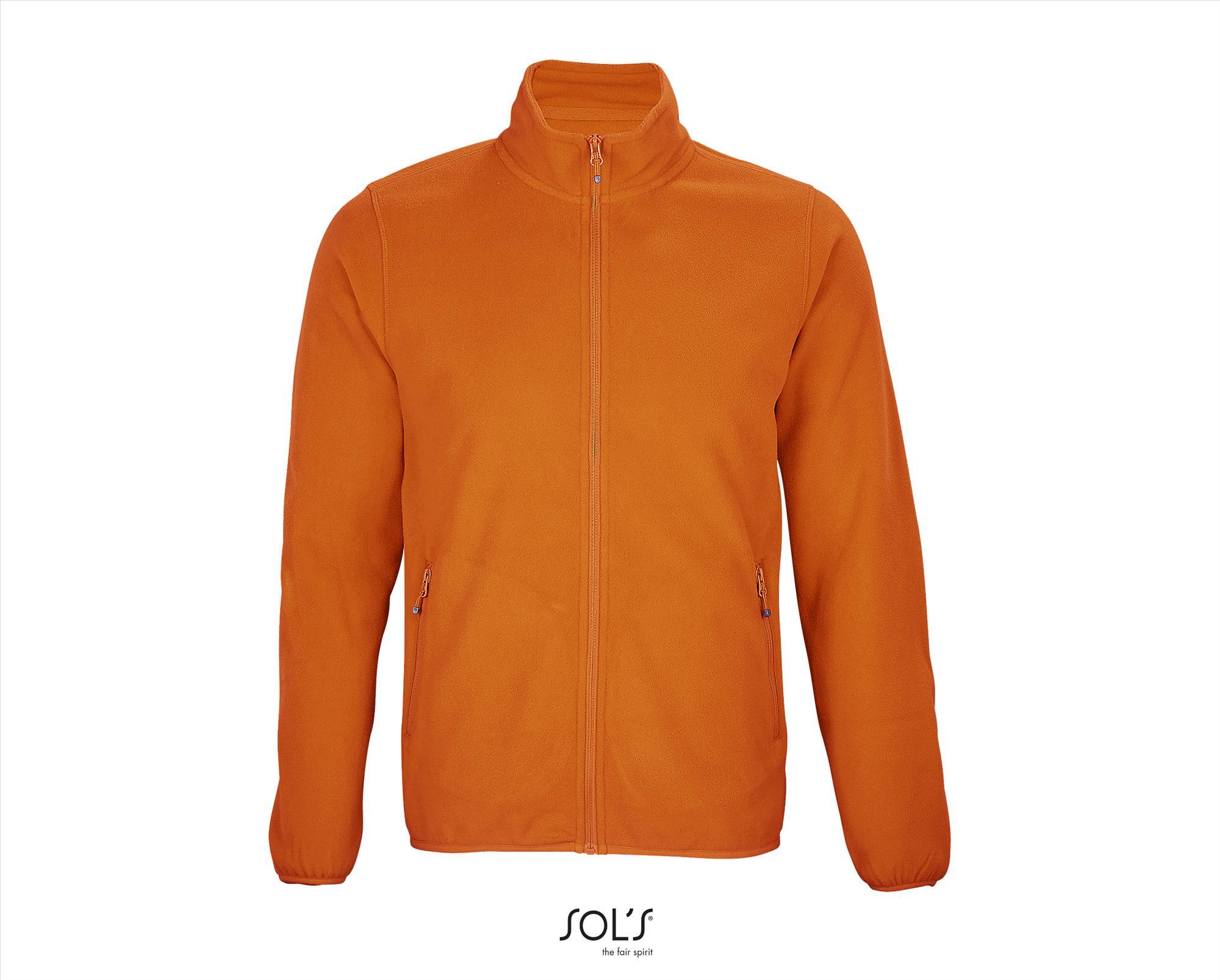 Heren fleece jacket oranje van gerecycled polyester te personaliseren