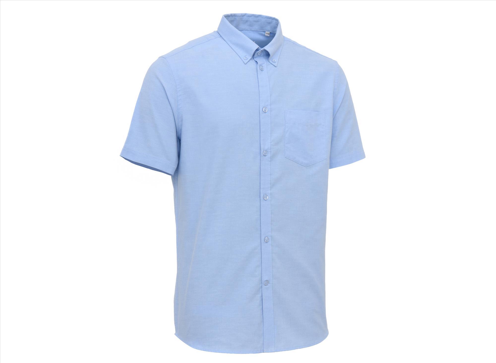 Heren overhemd korte mouw hemelsblauw personaliseren