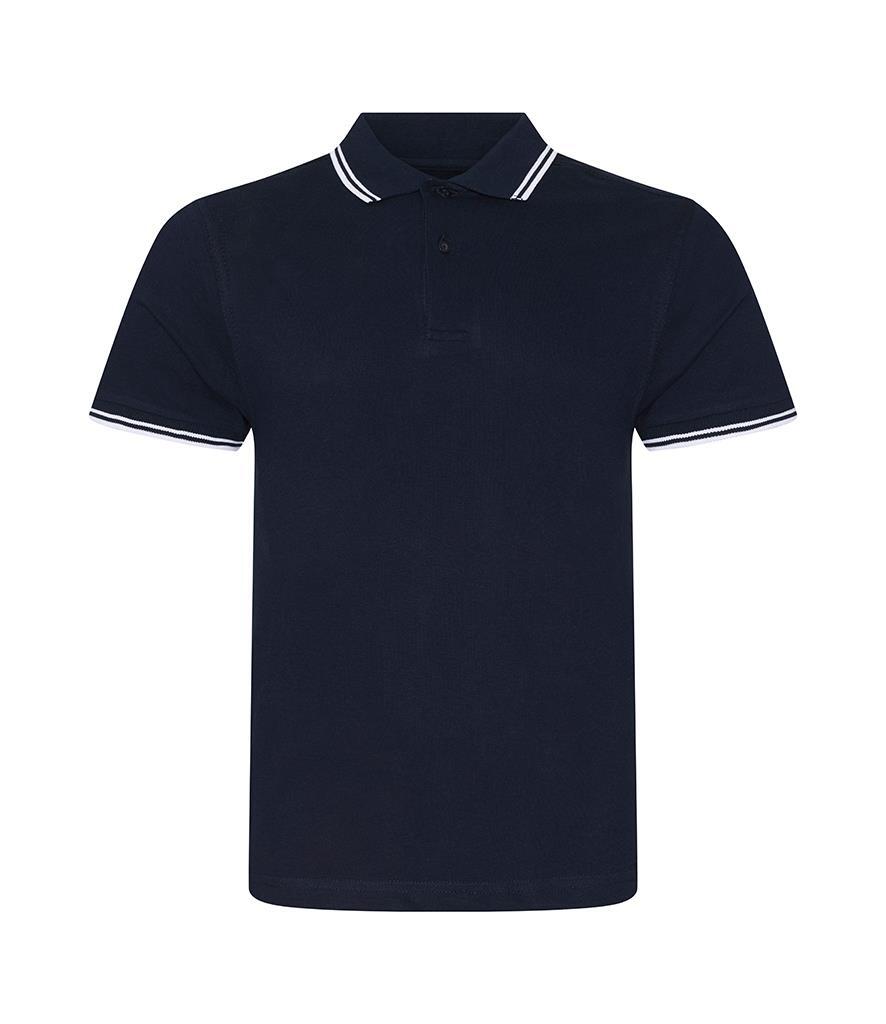 Heren polo donkerblauw met wit te personaliseren te bedrukken