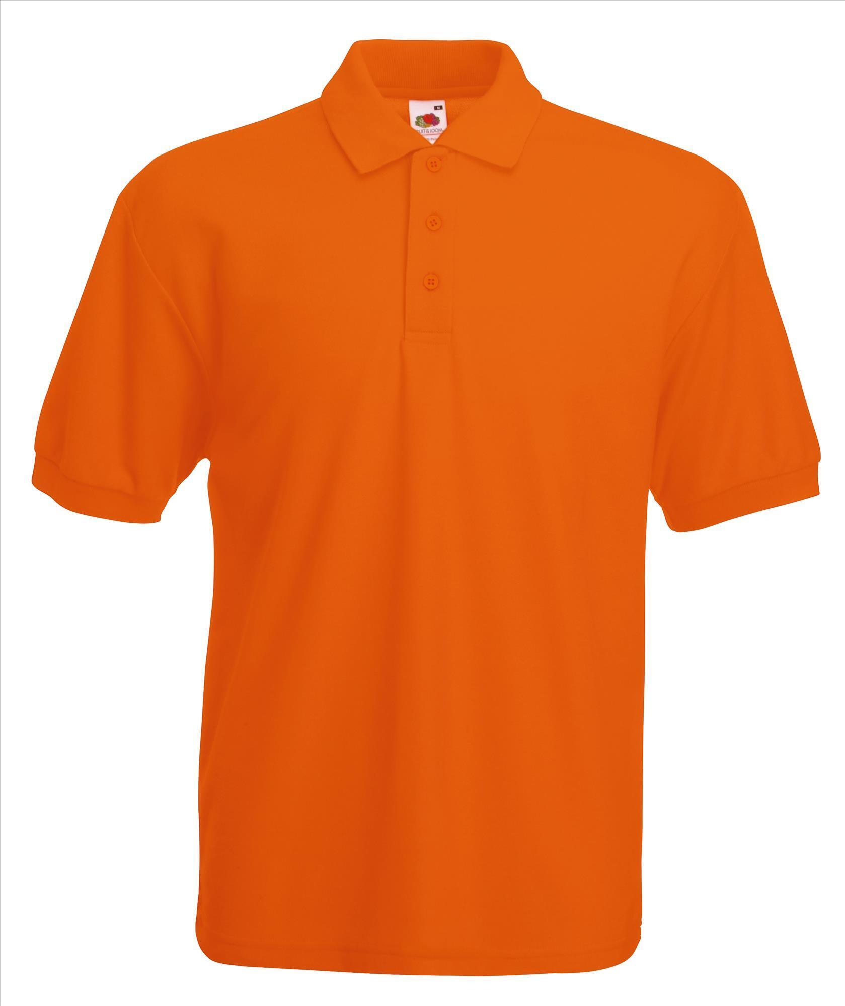 Heren polo oranje bedrukken met eigen ontwerp. Vanaf 1 stuk!